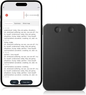 AI Voice Recorder,64GB Note Voice Recorder with Transcribe,Mind Mapping & AI Summary,Digital Voice Recorder with App,Audio Recorder for Lectures,Phone Calls,Meetings,Interviews Etc,Black