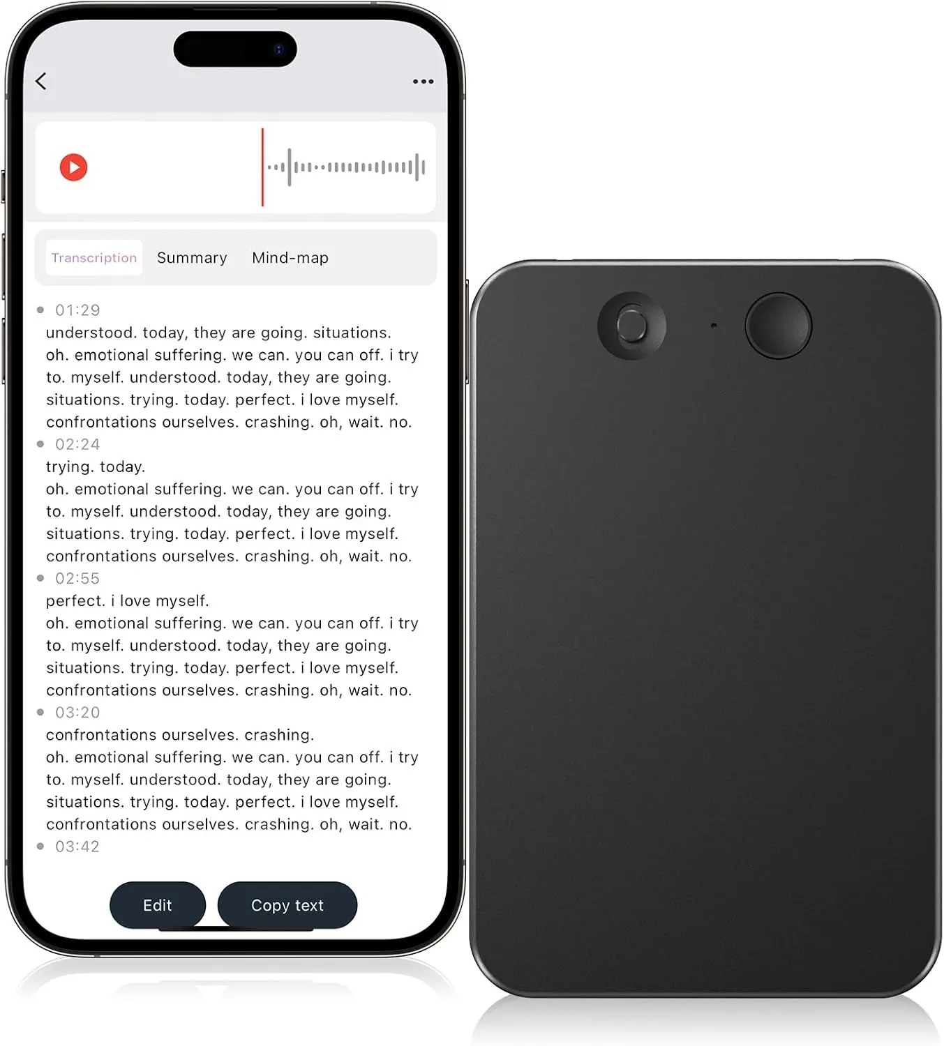 AI Voice Recorder,64GB Note Voice Recorder with Transcribe,Mind Mapping & AI Summary,Digital Voice Recorder with App,Audio Recorder for Lectures,Phone Calls,Meetings,Interviews Etc,Black