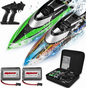 ALPHAREV RC Boat with Case R308MINI 2 Packs 20  MPH Remote Control Boat for Pools and Lakes, 2.4 GHZ RC Boats for Adults and Kids