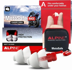 Alpine MotoSafe Race - Motorcycle Ear Plugs for Wind Noise Reduction - 20dB - Motorcycle Hearing Protection - Ultra Soft Comfortable Motorcycle Hearing Protection - 1 Pair