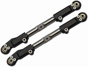 Aluminum Stainless Steel Rear Upper Arm Tie Rod For Traxxas 1/8 4WD Sledge Monster Truck 95076-4 - 2Pc Set Black