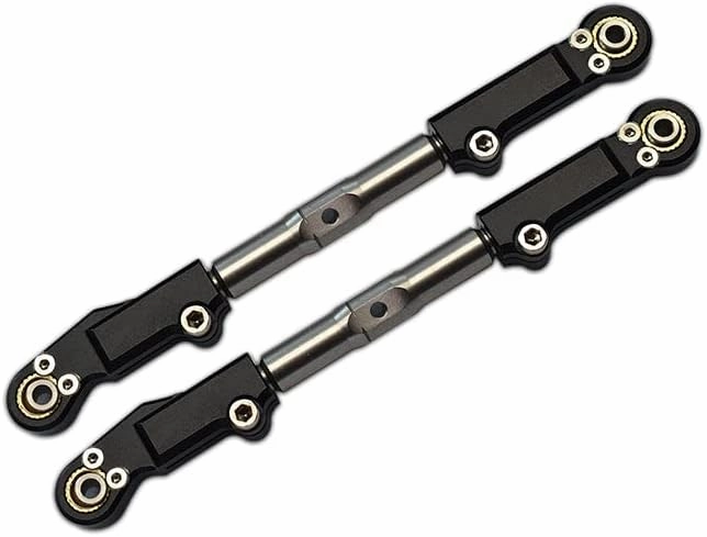 Aluminum Stainless Steel Rear Upper Arm Tie Rod For Traxxas 1/8 4WD Sledge Monster Truck 95076-4 - 2Pc Set Black