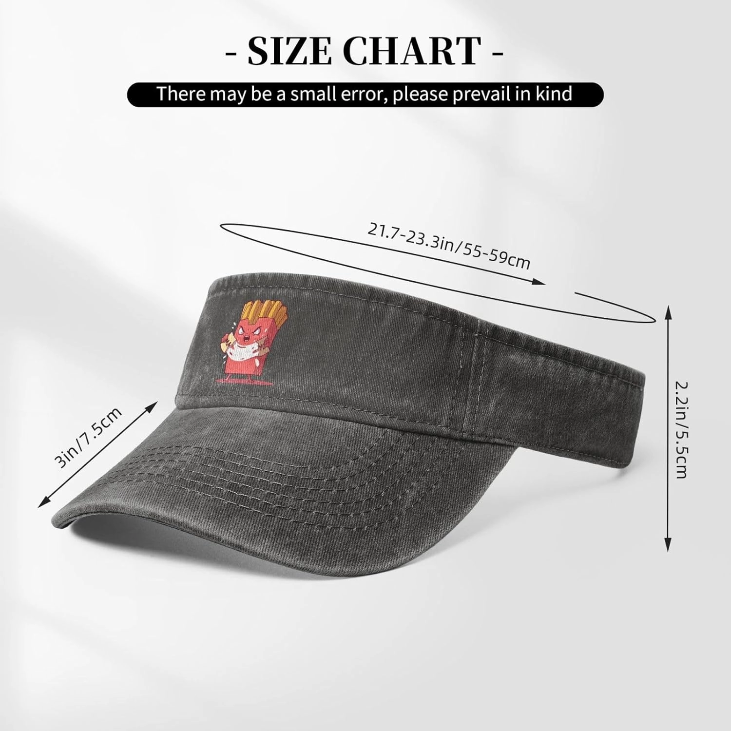 Angry Fries Sun Visor Hats Cotton Baseball Cap for Women Men Adjustable Sun Hat