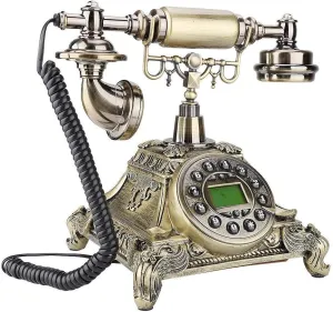 Antique Telephone Classic European Retro Landline Telephone Decorative Rotary Dial with Caller ID