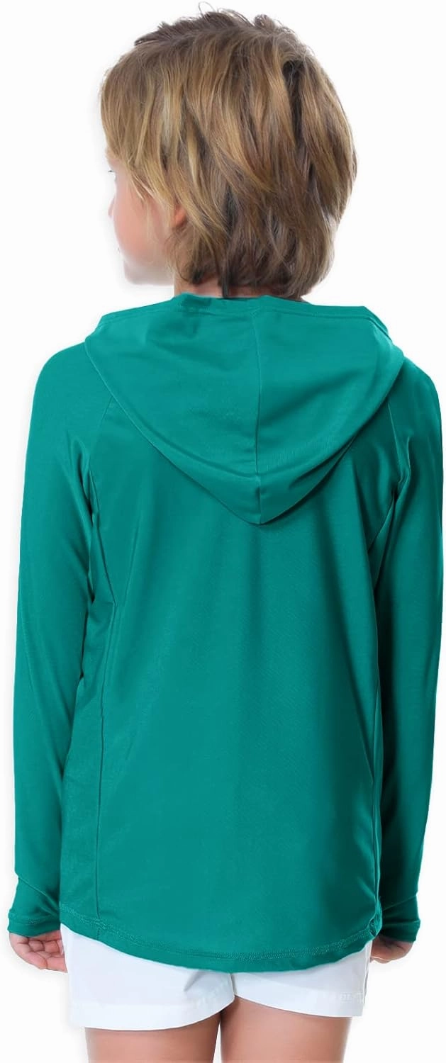 AOBUTE Unisex Kids Long Sleeve Hoodie Rash Guard Boys UPF 50  Swim Top with Thumb Hole 3-12 Years
