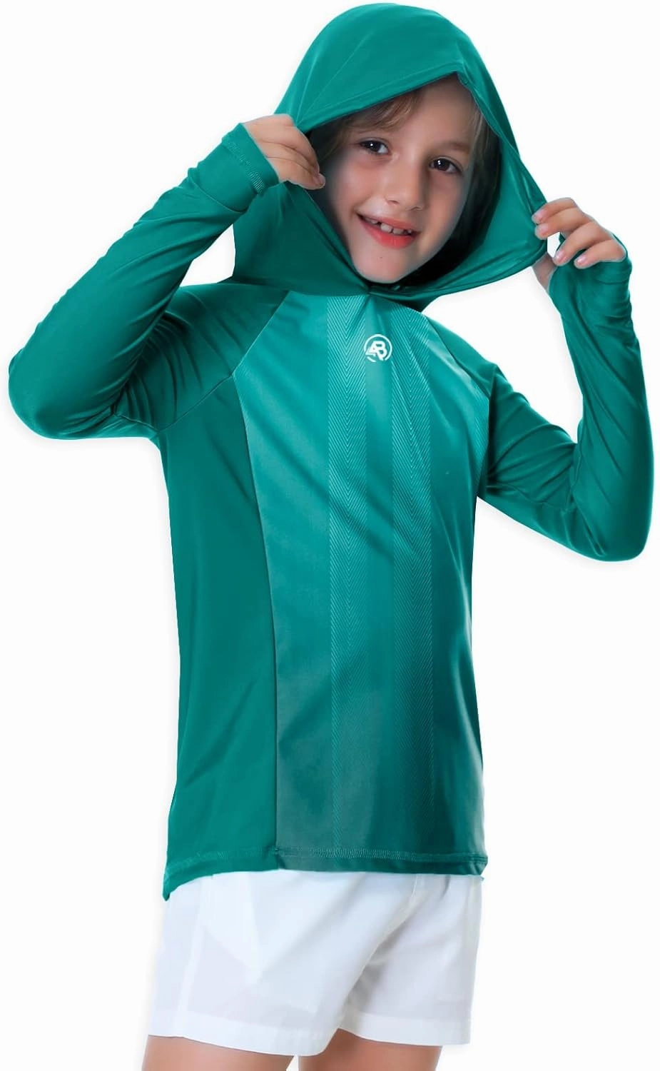 AOBUTE Unisex Kids Long Sleeve Hoodie Rash Guard Boys UPF 50  Swim Top with Thumb Hole 3-12 Years