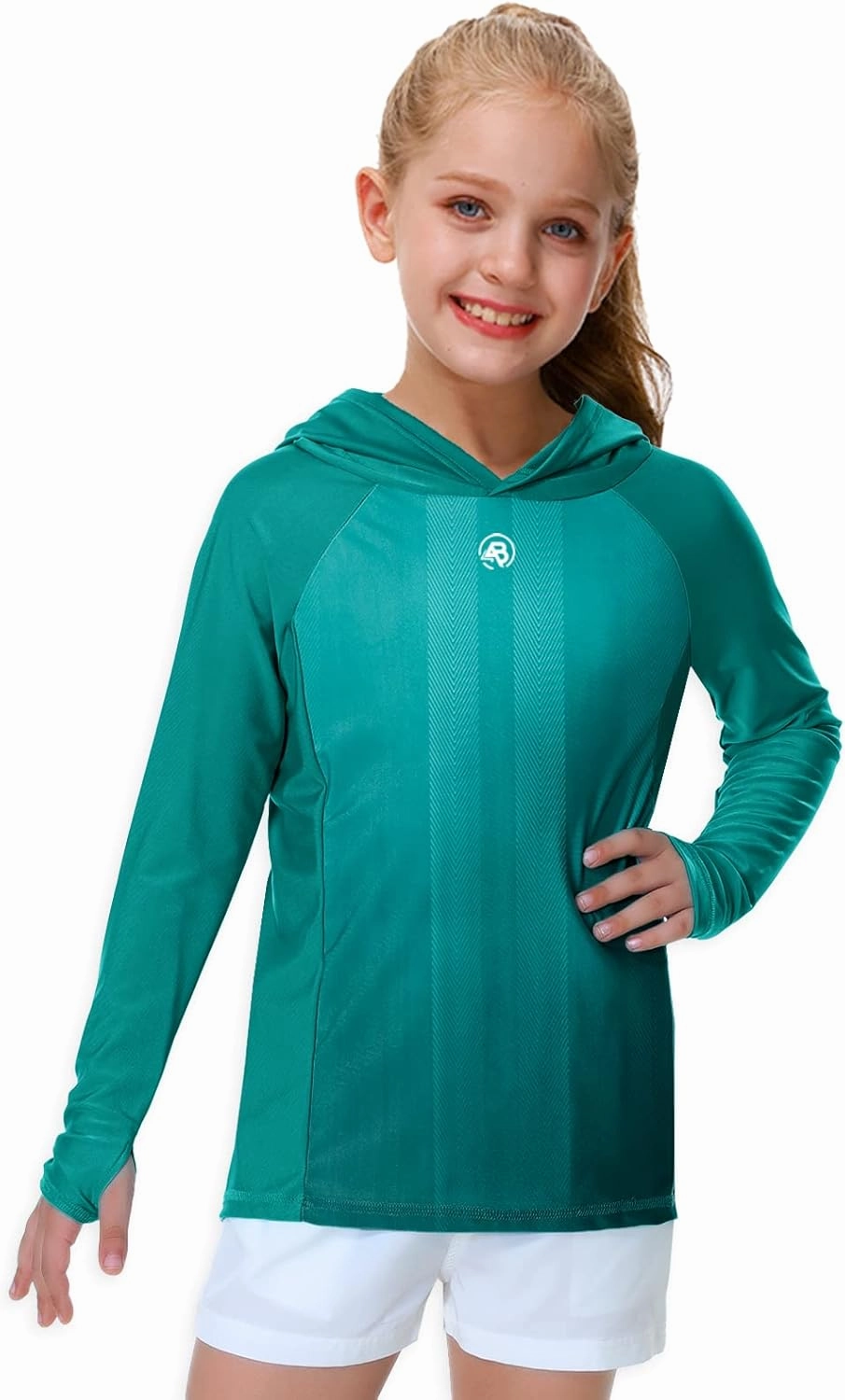 AOBUTE Unisex Kids Long Sleeve Hoodie Rash Guard Boys UPF 50  Swim Top with Thumb Hole 3-12 Years