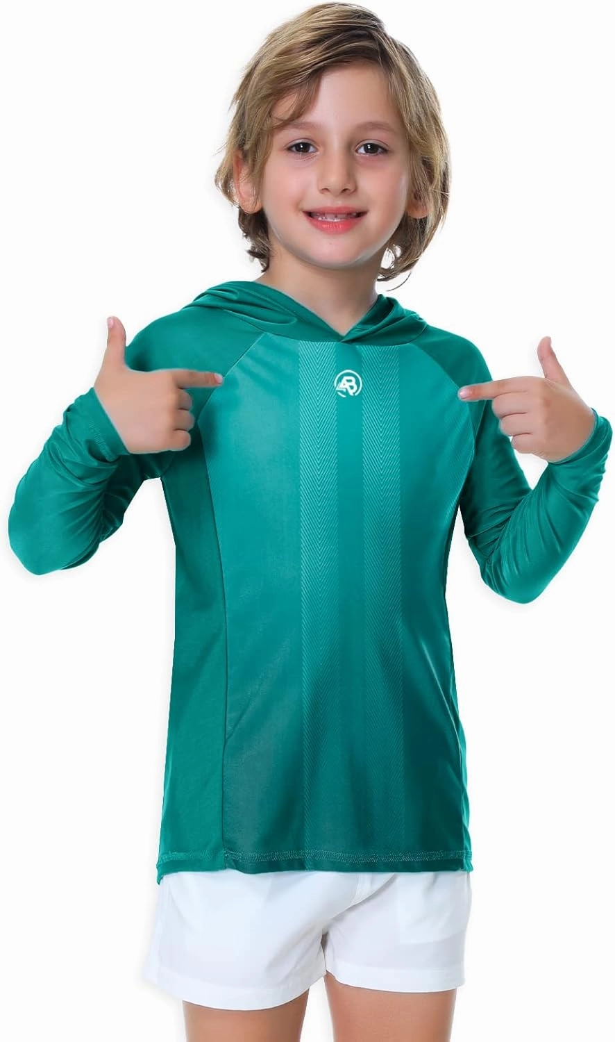 AOBUTE Unisex Kids Long Sleeve Hoodie Rash Guard Boys UPF 50  Swim Top with Thumb Hole 3-12 Years