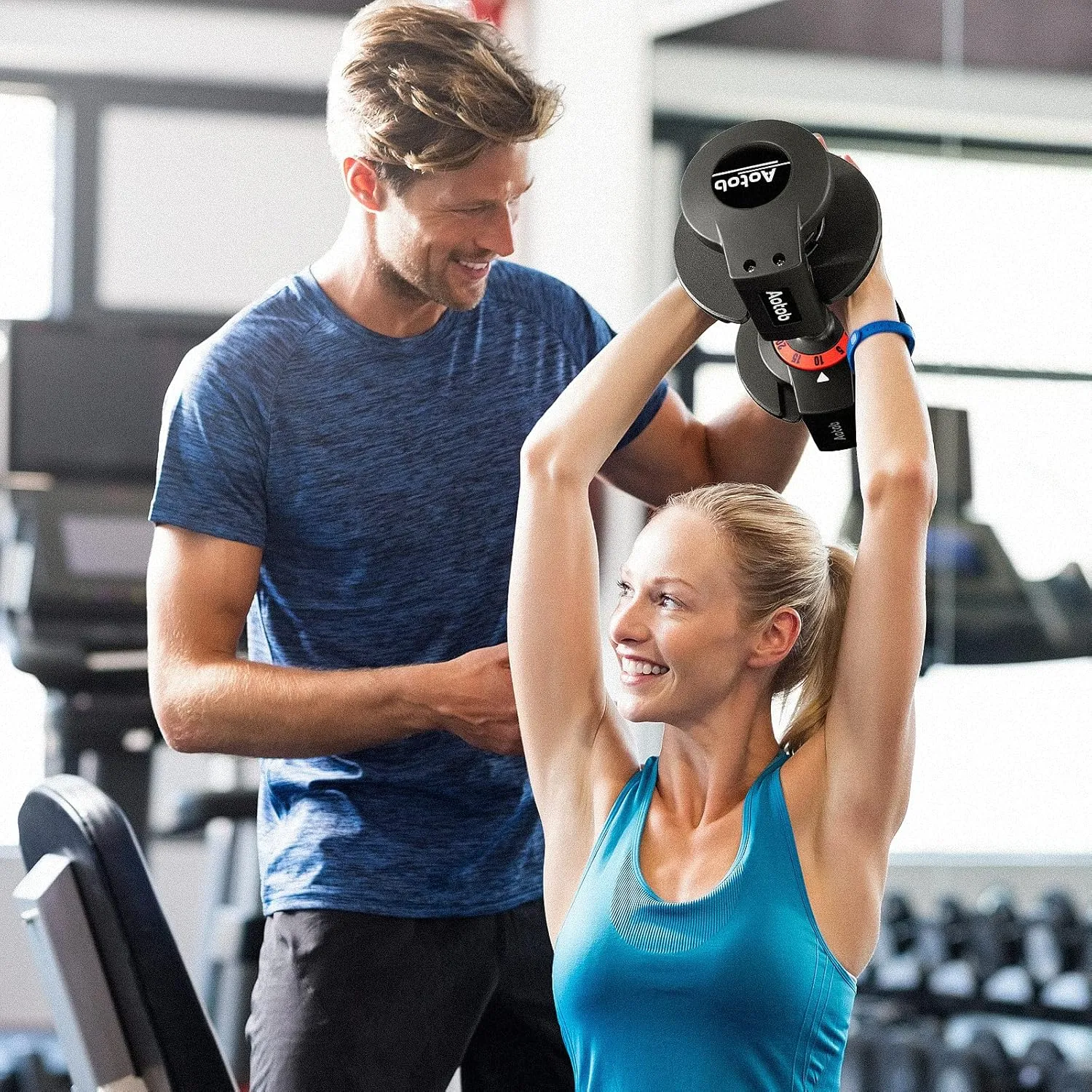 AOTOB 25/55 lbs Dumbbell Set, Anti-Slip Fast Adjust Turning Handle, Adjustable for Men and Women, Pair for Home Gym Exercise