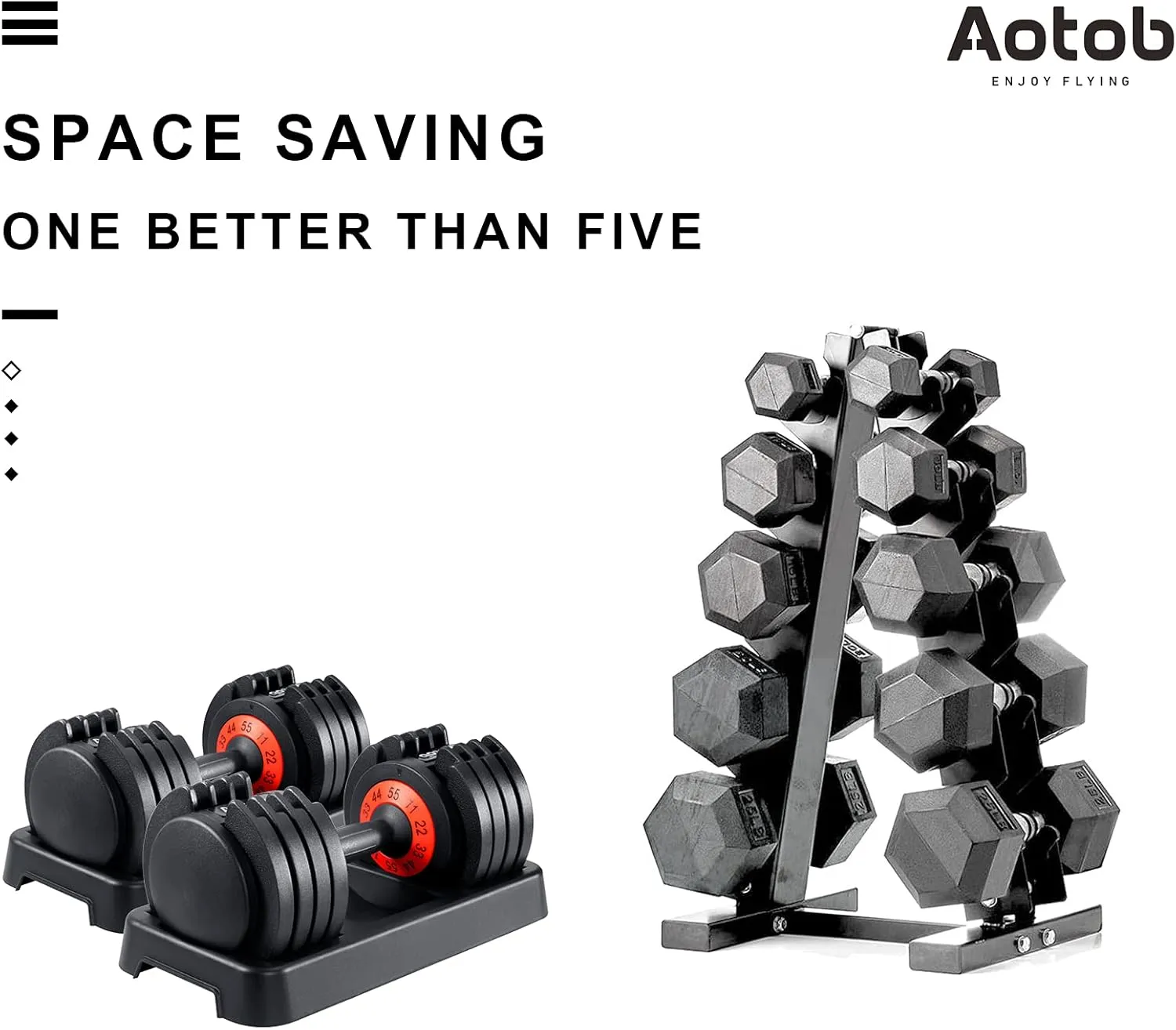 AOTOB 25/55 lbs Dumbbell Set, Anti-Slip Fast Adjust Turning Handle, Adjustable for Men and Women, Pair for Home Gym Exercise