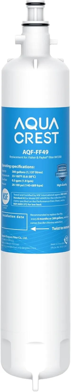 AQUA CREST 847200 Refrigerator Water Filter Replacement for Fisher & Paykel 847200, Fisher & Paykel Refrigerator Model Number E522, E422, E402