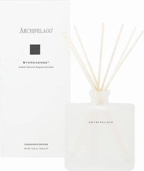 Archipelago Botanicals Stonehenge Reed Diffuser, Home Fragrance Reed Diffuser, Includes Fragrance Oil, Frosted Glass Vessel & 10 Diffuser Reeds, Perfect for Home, Office or Gift, 7.6 Fl Oz