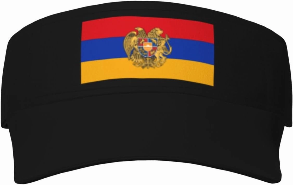 Armenian Coat of Arms Adult Sun Visor Cap - UV Protection, Breathable, Adjustable, Sports & Outdoor Hat Black