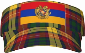 Armenian Coat of Arms Adult Sun Visor Cap - UV Protection, Breathable, Adjustable, Sports & Outdoor Hat Black
