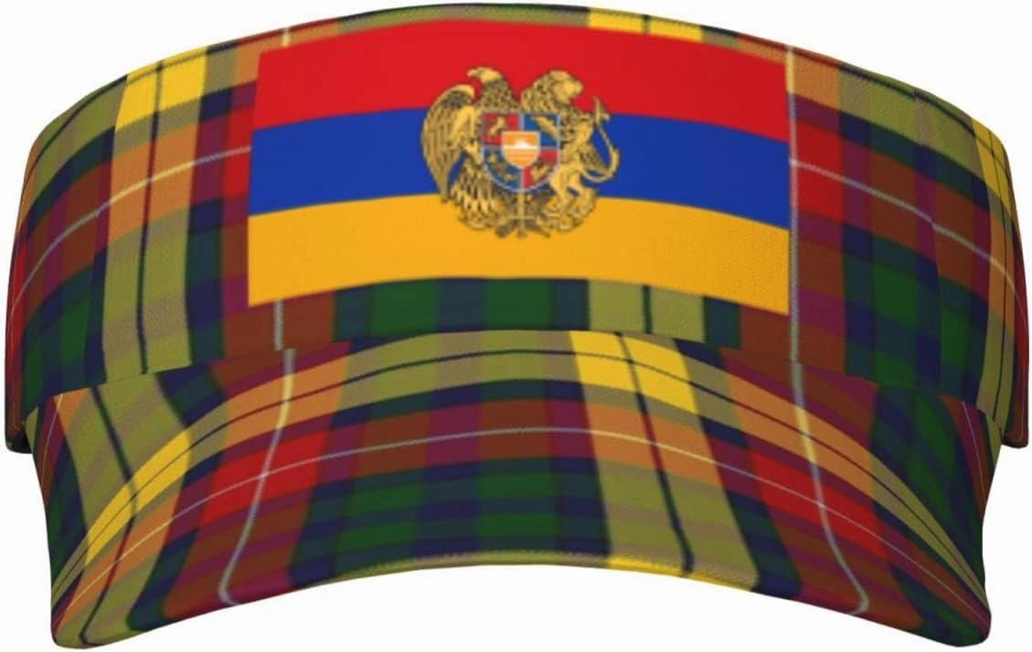 Armenian Coat of Arms Adult Sun Visor Cap - UV Protection, Breathable, Adjustable, Sports & Outdoor Hat Black
