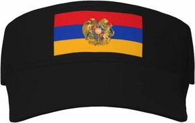 Armenian Coat of Arms Adult Sun Visor Cap - UV Protection, Breathable, Adjustable, Sports & Outdoor Hat Black