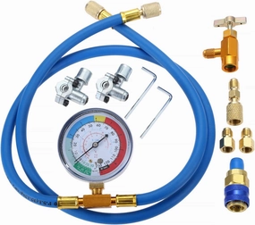 Aupoko A/C R134A Refrigerator Freon Recharge Kit with 2PC Bullet Piercing Valve, R134A Piercing Can Tap, R410A Straight Swivel Adapter, 2PC 1/4’’ Adapters with Valve Core