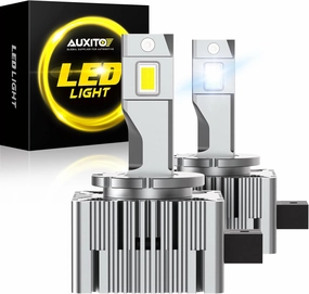 AUXITO D3S D3R LED Bulbs, 24000Lumens 120W 6000K White 500% Brightness, Xenon HID Replacement Lights, Plug and Play Fog Light Bulbs, Pack of 2