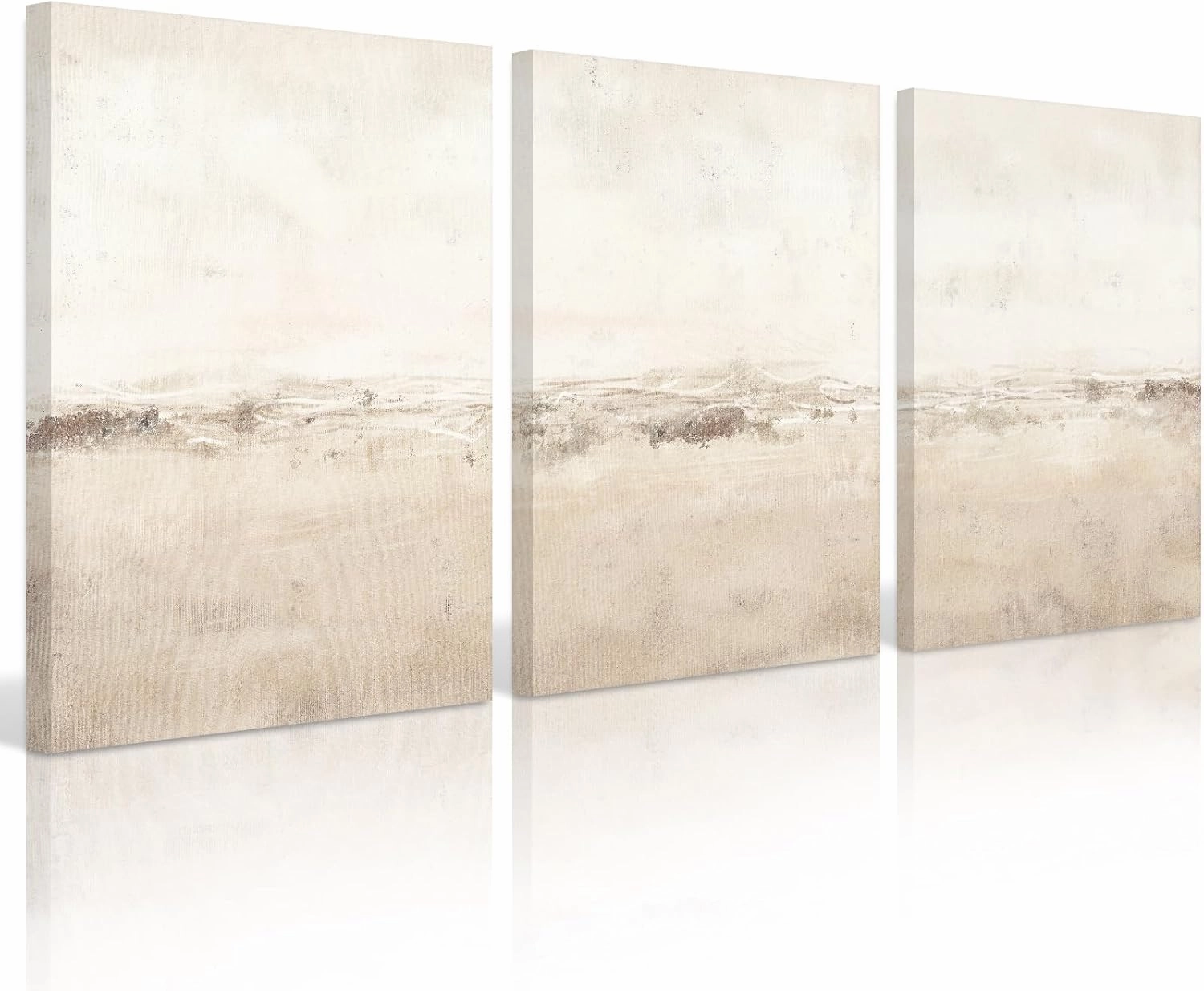 Baccone Beige Abstract Wall Art Set of 3 Neutral Canvas Wall Art Prints Boho Abstract Picture Modern Abstract Art Wall Decor Minimalist Artwork for Living Room Beroom Decor 12x16 Inch Wrapped Canvas