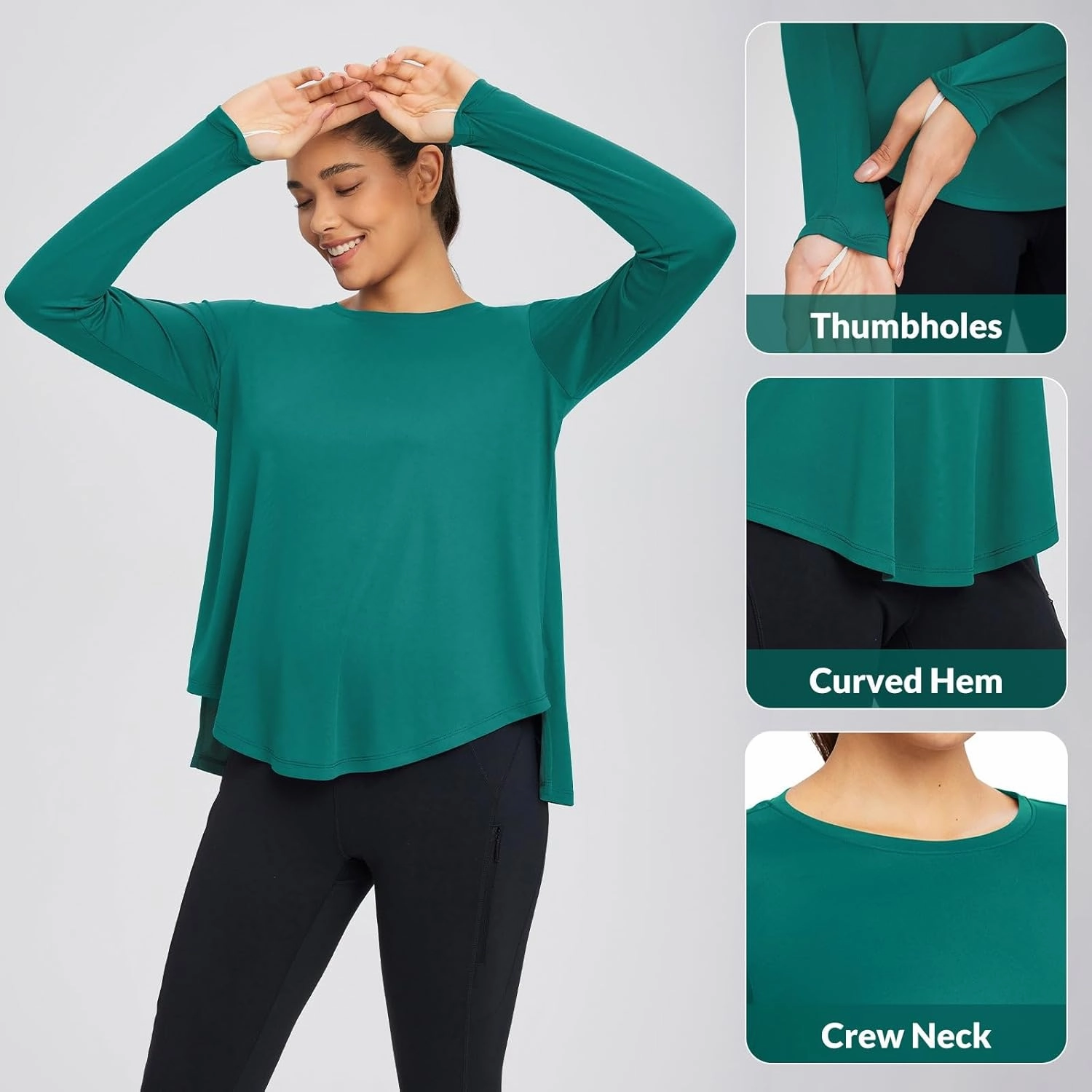 baleaf Women's UPF 50  Sun Shirts Flowy Swing Tunic Tops Long Sleeve UV Protection Hiking Outdoor Workout S-3XL Plus Size