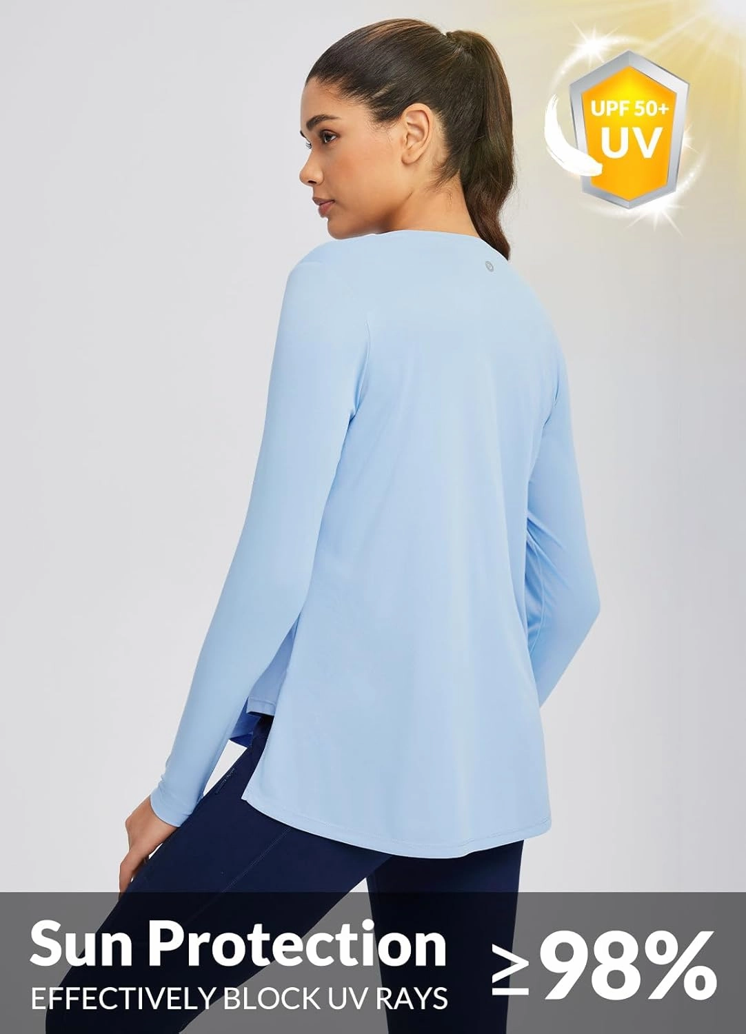 baleaf Women's UPF 50  Sun Shirts Flowy Swing Tunic Tops Long Sleeve UV Protection Hiking Outdoor Workout S-3XL Plus Size
