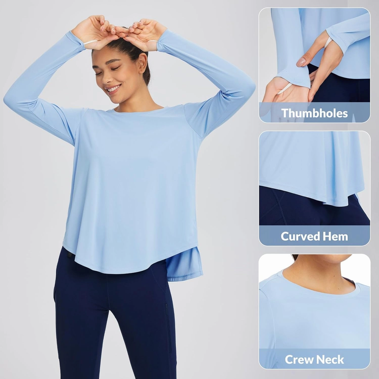 baleaf Women's UPF 50  Sun Shirts Flowy Swing Tunic Tops Long Sleeve UV Protection Hiking Outdoor Workout S-3XL Plus Size