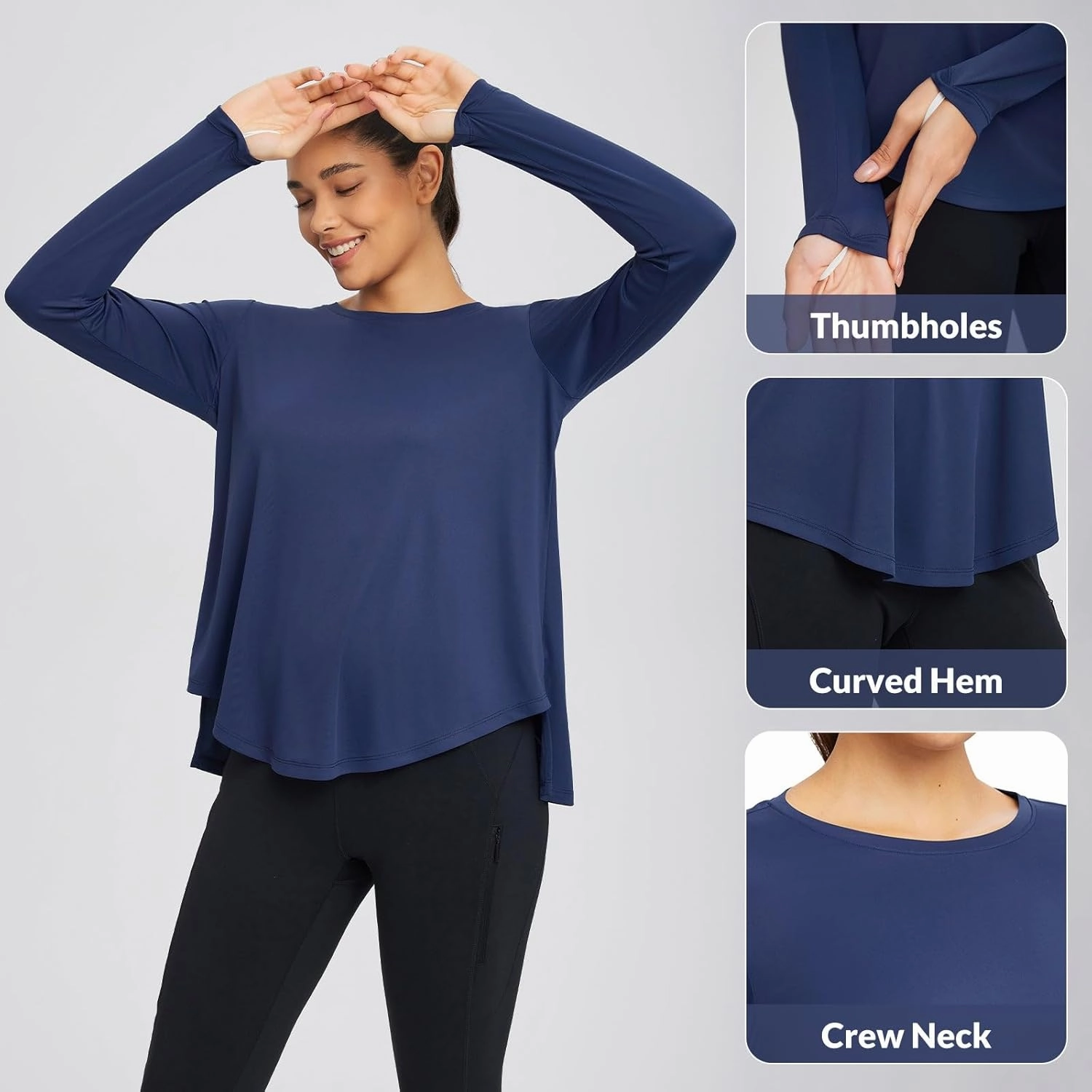 baleaf Women's UPF 50  Sun Shirts Flowy Swing Tunic Tops Long Sleeve UV Protection Hiking Outdoor Workout S-3XL Plus Size