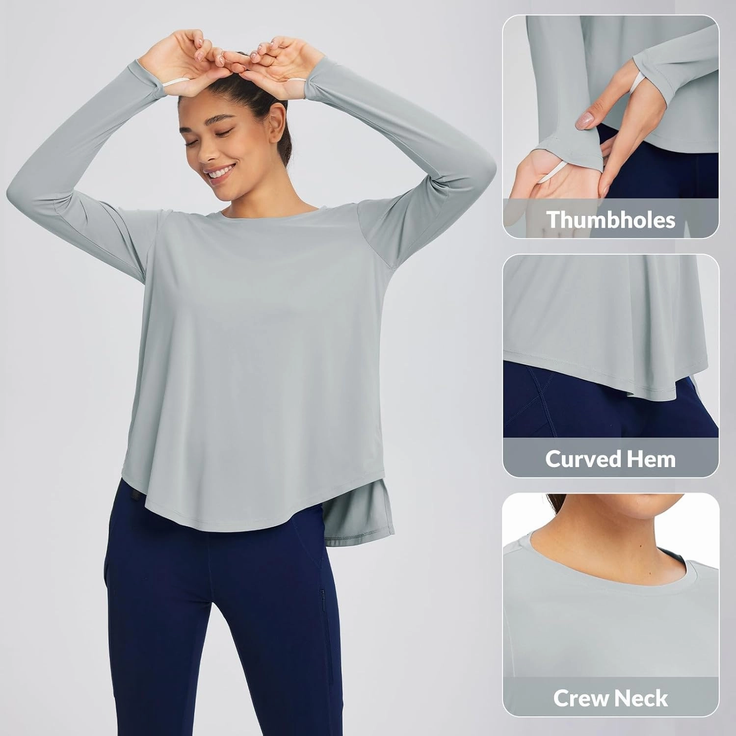 baleaf Women's UPF 50  Sun Shirts Flowy Swing Tunic Tops Long Sleeve UV Protection Hiking Outdoor Workout S-3XL Plus Size