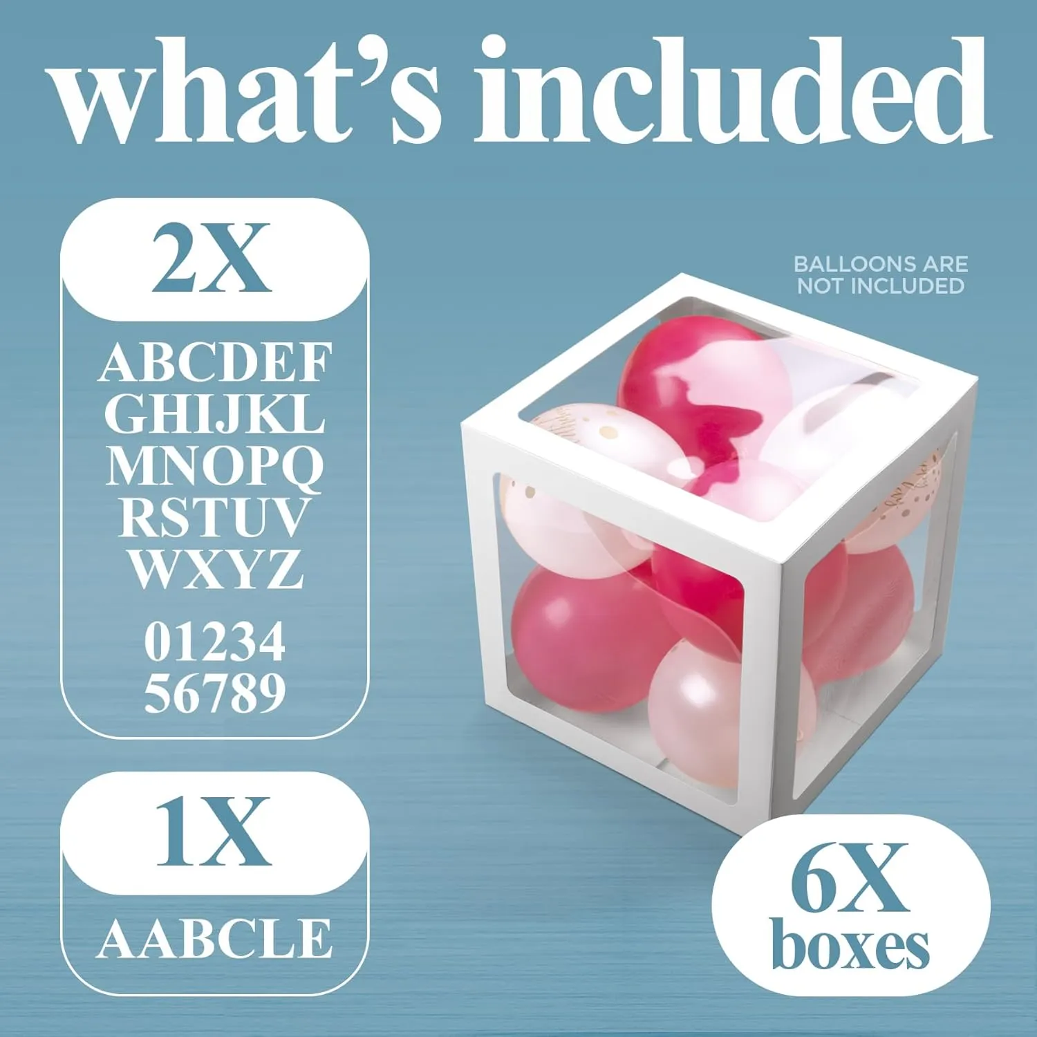 Balloon Boxes with Letters – 6 White Baby Shower Balloon Boxes, Baby Shower Boxes with Letters, Large Baby Blocks for Baby Shower, Baby Boy Boxes, Baby Box Letters, Gender Reveal & Party Decorations