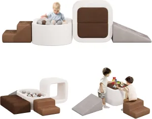 BanaSuper 6-Piece Kids Climbing Foam Blocks Playset - with Ball Pit for Toddlers Crawling, Sliding and Playing Indoor (Balls not Included), Soft Foam Climbing Toys