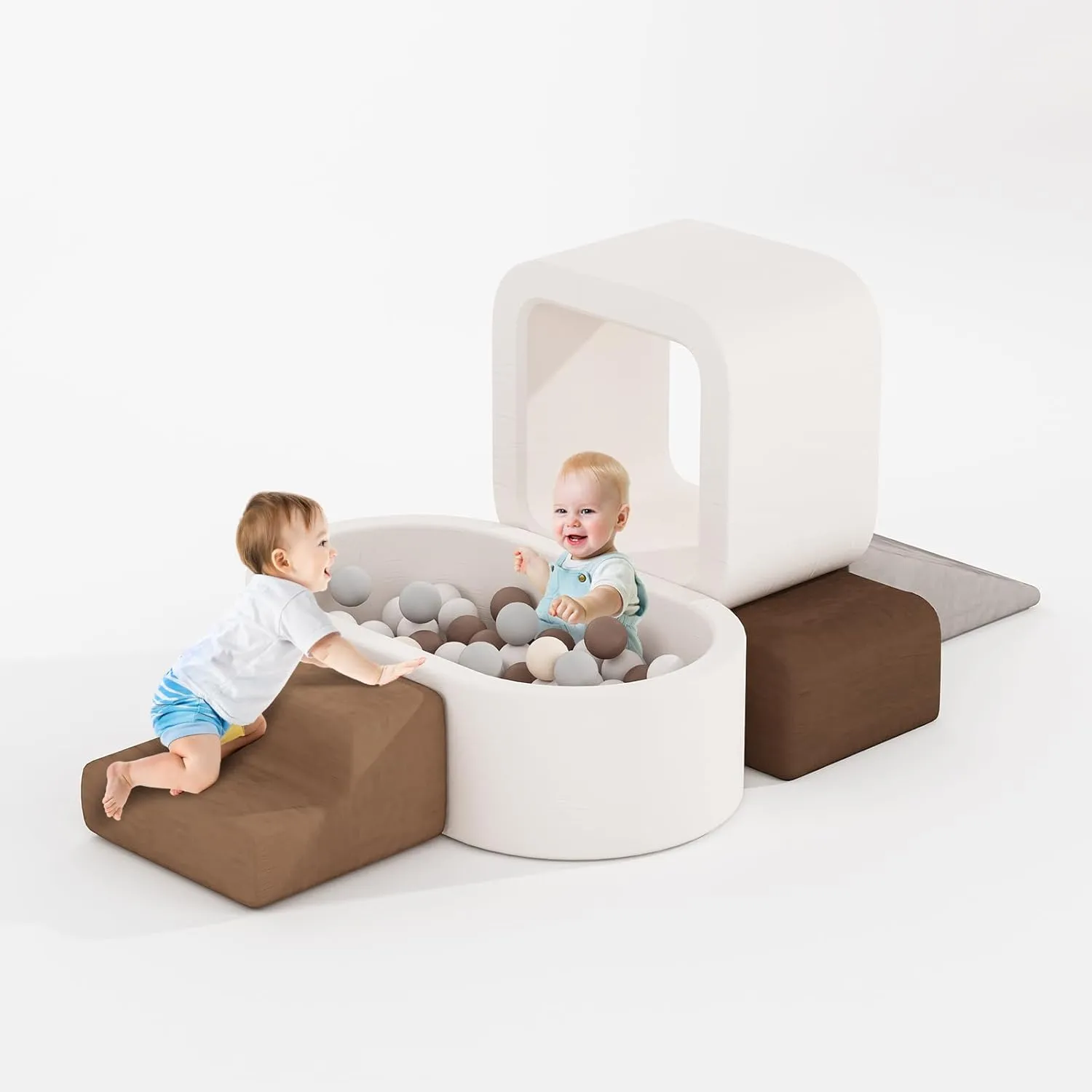 BanaSuper 6-Piece Kids Climbing Foam Blocks Playset - with Ball Pit for Toddlers Crawling, Sliding and Playing Indoor (Balls not Included), Soft Foam Climbing Toys
