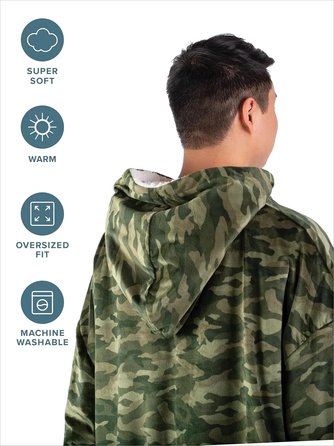 Bare Home Wearable Blanket B-Cozy Hoodie - Soft Plush Sherpa - Warm and Cozy - Oversized Wearable Blanket - Adult & Kid Sizes