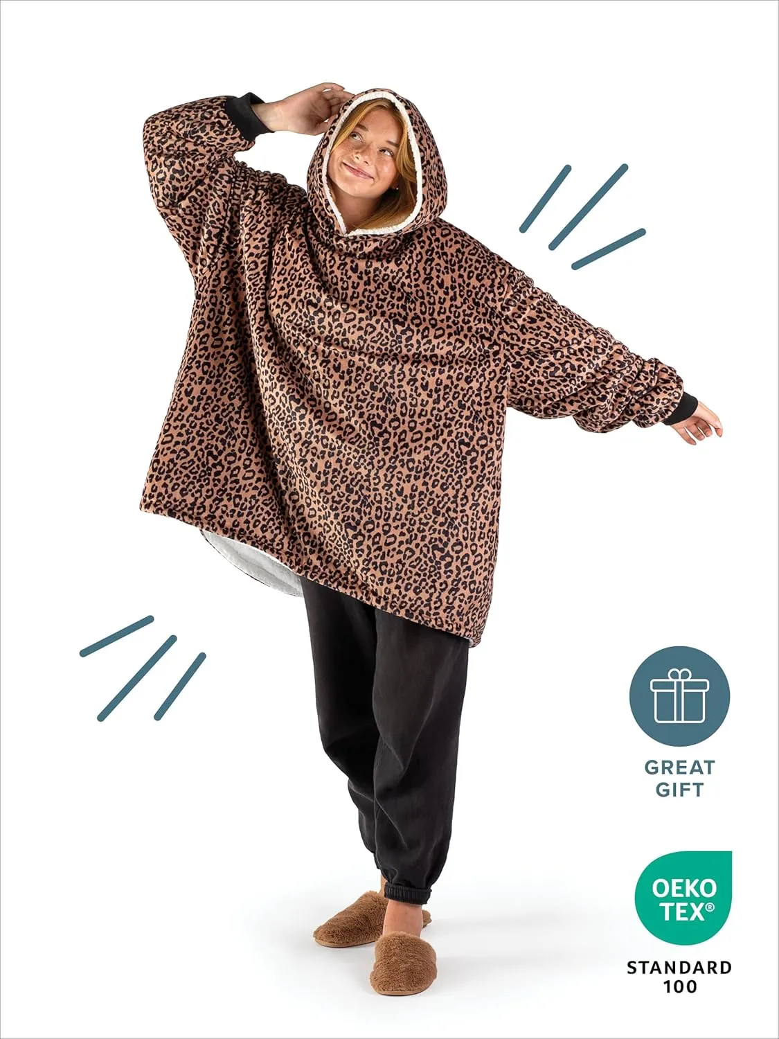 Bare Home Wearable Blanket B-Cozy Hoodie - Soft Plush Sherpa - Warm and Cozy - Oversized Wearable Blanket - Adult & Kid Sizes