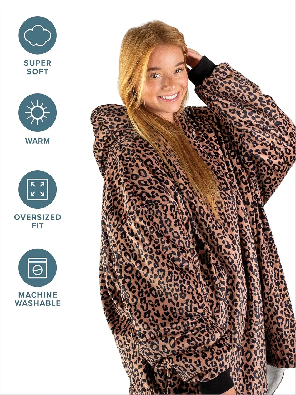Bare Home Wearable Blanket B-Cozy Hoodie - Soft Plush Sherpa - Warm and Cozy - Oversized Wearable Blanket - Adult & Kid Sizes