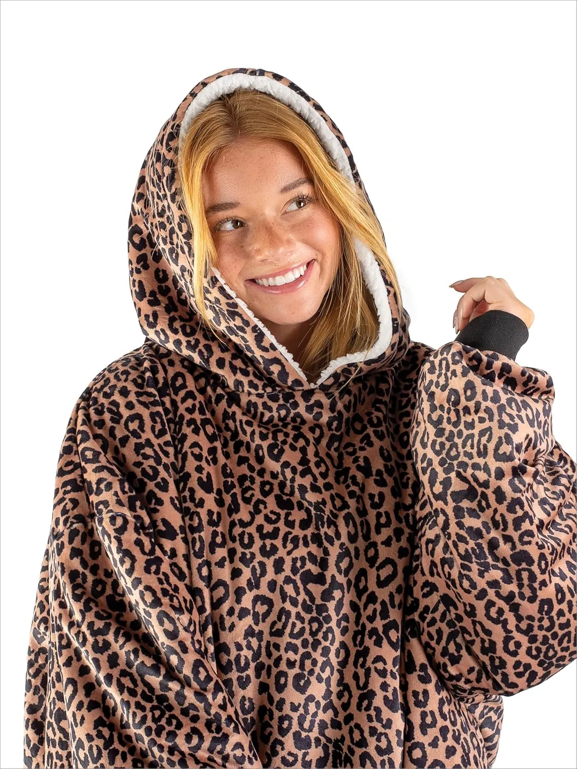 Bare Home Wearable Blanket B-Cozy Hoodie - Soft Plush Sherpa - Warm and Cozy - Oversized Wearable Blanket - Adult & Kid Sizes