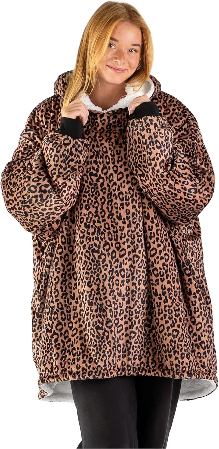 Bare Home Wearable Blanket B-Cozy Hoodie - Soft Plush Sherpa - Warm and Cozy - Oversized Wearable Blanket - Adult & Kid Sizes