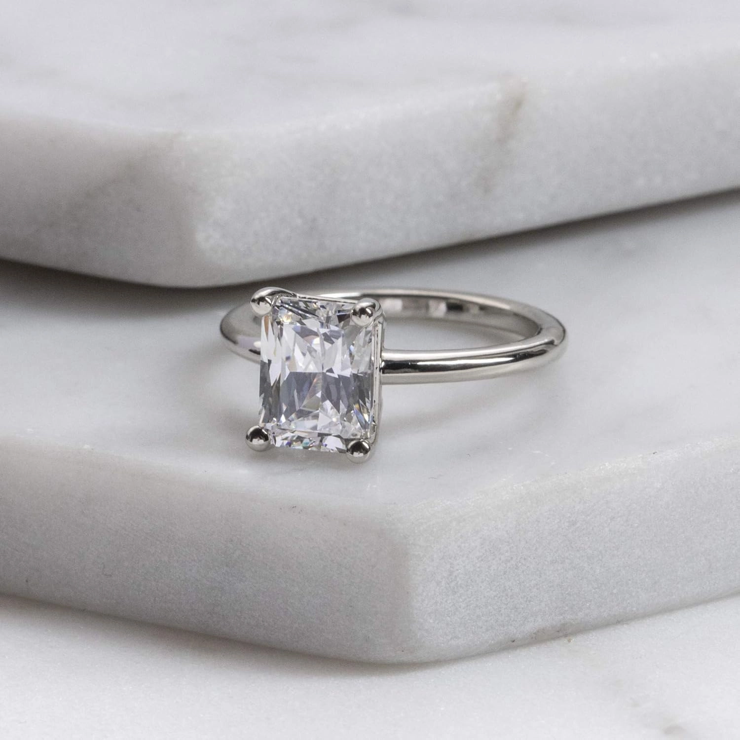 Basket Set Classic Engagement Ring, Radiant Cut 3.00CT, VVS1 Clarity, Colorless Moissanite Ring, 925 Sterling Silver, Promise Ring, Wedding Ring, Perfact for Gift Or As You Want