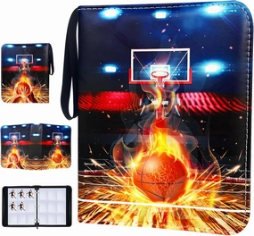 Basketball Card Binder 9 Pocket, Trading Card Binder with Sleeves, Sports Card Binder Collectible Trading Card Albums Fits 900 Cards with 50 Removable Sleeves