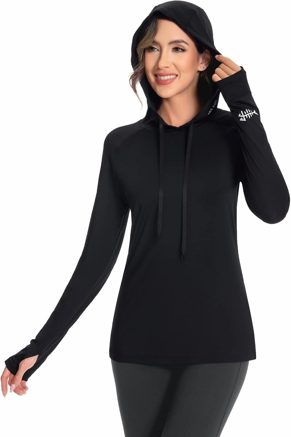 BASSDASH Women’s UPF 50  Hiking Fishing Hoodie UV Shirt Long Sleeve Outdoor Activewear Breathable Lightweight Stretch