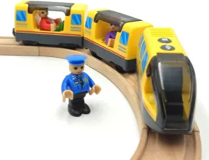 Battery Train Magnetic Connection Inter City Train with Figures for Wooden Train Track Toys Locomotive Train Toys for Toddlers 3 4 5 Year Old Kids (No-Include Battery and Track)