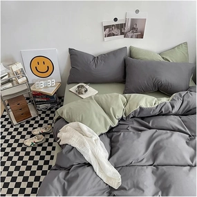 Bed Sheets Set, Solid Color King Duvet Cover Set Bedding Set Black Quilt Cover Set Skin Friendly Fabric Bedding Cover Set(B,Twin Size 4pcs)