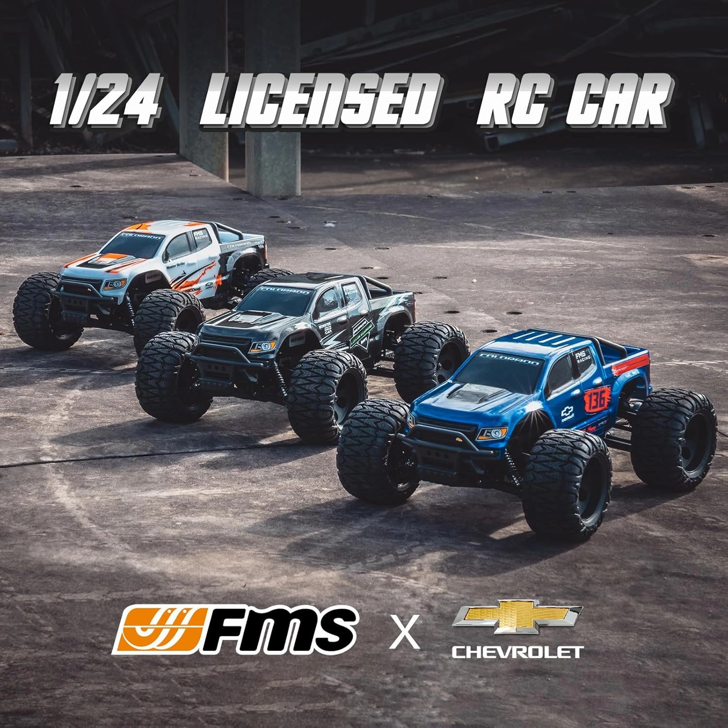 BEEZRC FMS 1/24 RC Monster Truck Colorado FMT24 Fast Drift RC Car Licensed Chevy RC Offroad RTR Electric Hobby Radio Controlled Truck 4x4 Waterproof High Speed Remote Control Car for Adults (White)…