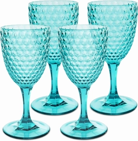 BELLAFORTE - Shatterproof Tritan Plastic Wine Glass, 12oz, set of 4, Laguna Beach Drinking Glasses - Unbreakable Glassware for Indoor and Outdoor Use - Reusable Drinkware (Blue)