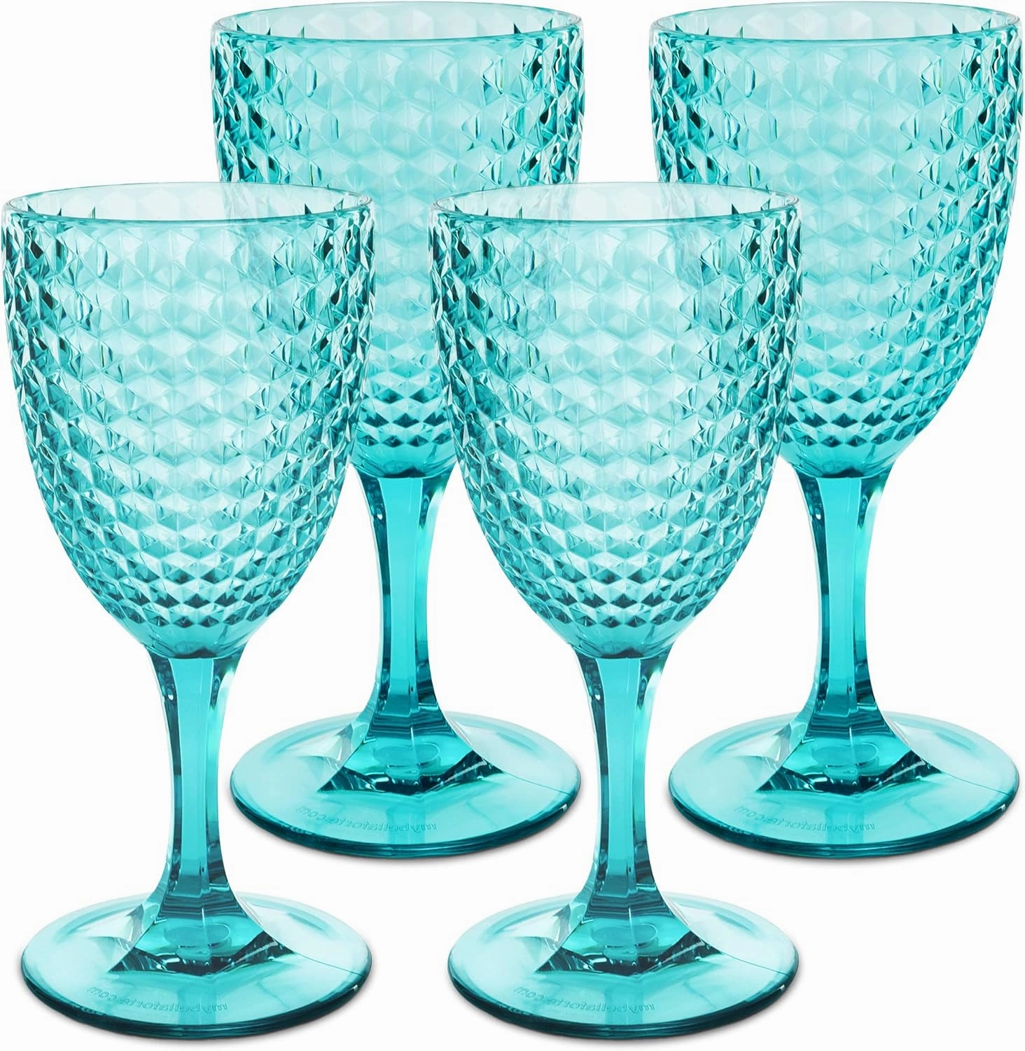 BELLAFORTE - Shatterproof Tritan Plastic Wine Glass, 12oz, set of 4, Laguna Beach Drinking Glasses - Unbreakable Glassware for Indoor and Outdoor Use - Reusable Drinkware (Blue)
