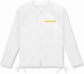 BesserBay Girls UPF 50  Zip Up Long Sleeve Ruched Side Adjustable Drawstring Thumb Holes Swim Shirt 4-14 Years