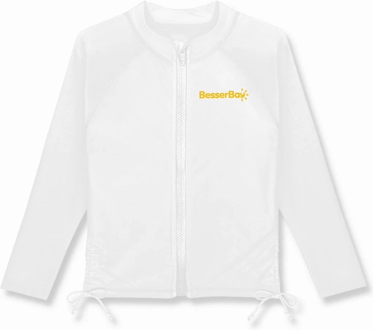 BesserBay Girls UPF 50  Zip Up Long Sleeve Ruched Side Adjustable Drawstring Thumb Holes Swim Shirt 4-14 Years