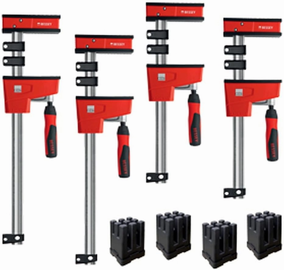BESSEY KREK2440 K Body REVO Clamp Kit, 2 x 24 In., 2 x 40 In. and 1 set of KP Blocks - 1700 lbs Nominal Clamping Force. Spreader, and Woodworking Accessories - Clamps and Tools for Cabinetry