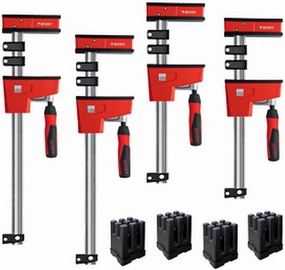 BESSEY KREK2440 K Body REVO Clamp Kit, 2 x 24 In., 2 x 40 In. and 1 set of KP Blocks - 1700 lbs Nominal Clamping Force. Spreader, and Woodworking Accessories - Clamps and Tools for Cabinetry