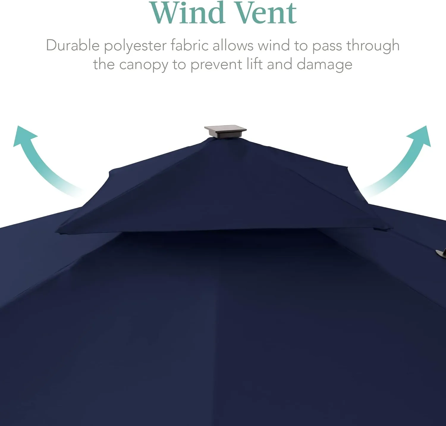 Best Choice Products 10x10ft Cantilever Patio Umbrella w/Base Included, Solar LED Lights 360 Rotation Large Offset Hanging Outdoor Shade for Deck Pool Backyard w/Stand – Navy Blue