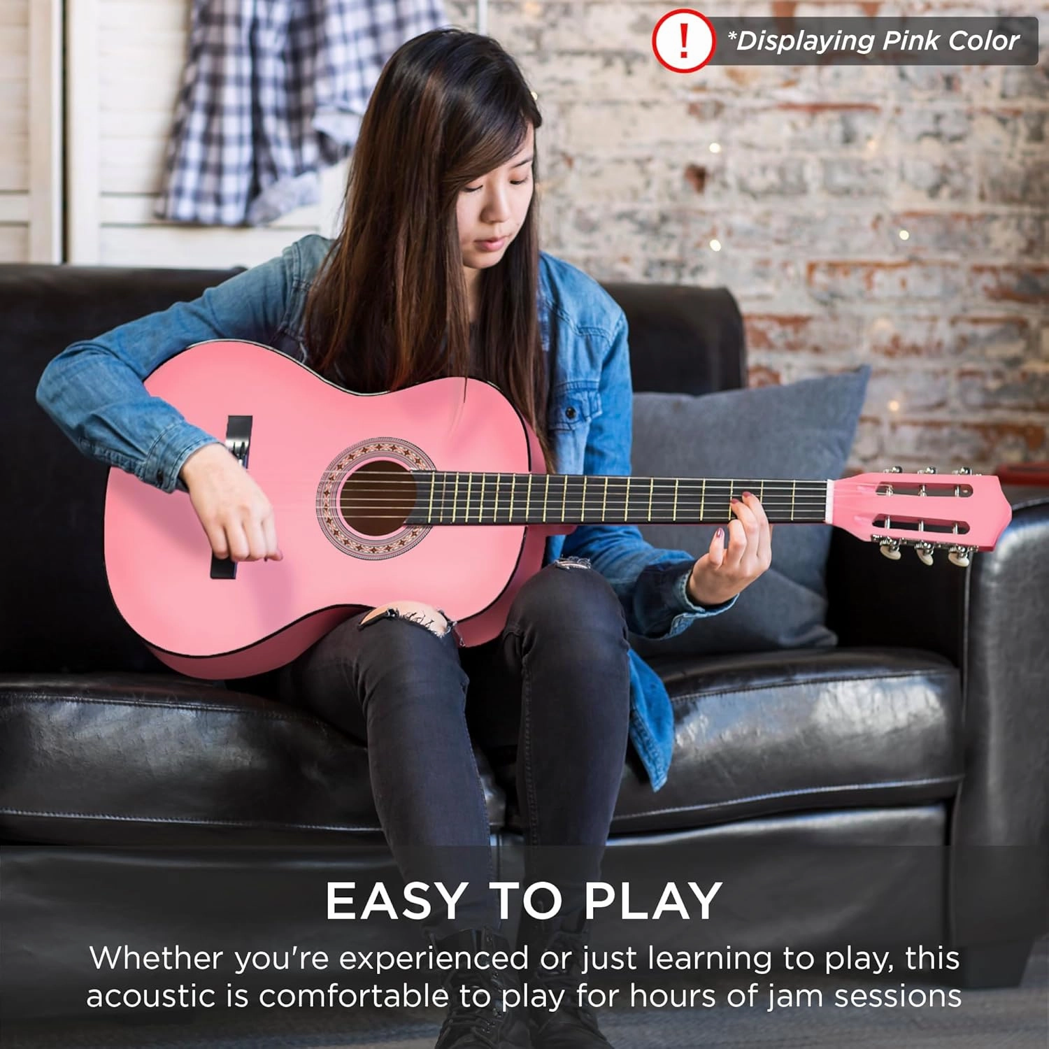 Best Choice Products 38in Beginner All Wood Acoustic Guitar Starter Kit w/Gig Bag, 6 Picks, Nylon Strings, Strap w/Pick Holder - Natural Mahogany